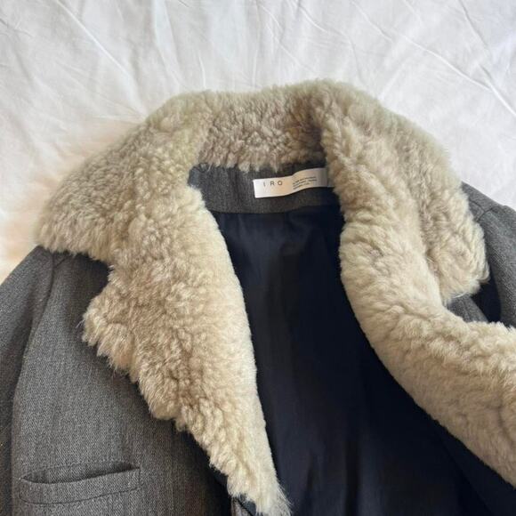 Iro grey jacket with real lamb fur collar - Picture 2 of 5
